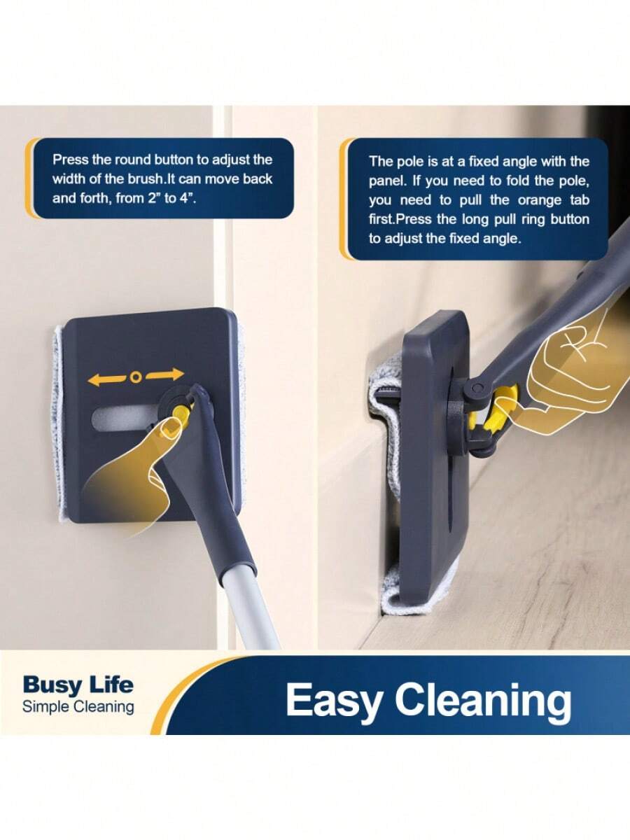 Wall & Baseboard Cleaner Mop Tool With 49'' Long Handle For Cleaning