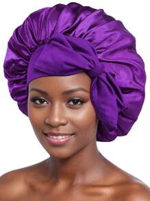 1 件奢华丝绸帽，可调节领带 - 轻质护发帽，确保夜间舒适、护发和淋浴 - 适合男士和女士，长帽，大床丝绸帽，睡眠用丝绸发帽，可调节粉色帽子，女士睡帽，自然卷发。 - 彩色 - 查看 7