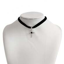 Illusory 1pc Minimalist Vintage Punk Cross Pendant Necklace - Black - View 10