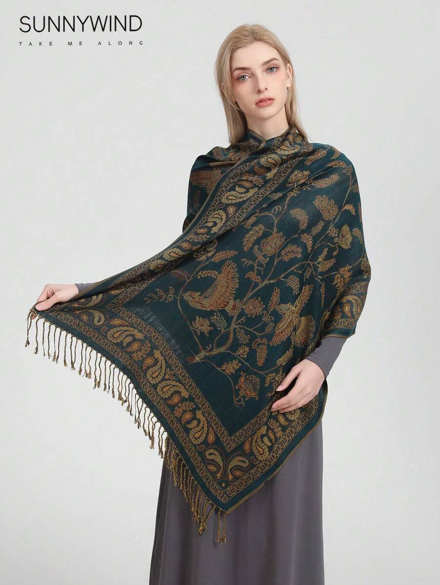 1 st. Elegant och mångsidig halsduk i polyester med paisleymönster för kvinnor, lämplig för dagligt bruk