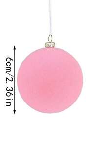 12pcs Macaron Color Christmas Ball Ornaments, 6cm Christmas Tree Party Decor, New Christmas Decorations, Flocked Christmas Balls, Christmas Tree Hanging Ornaments, Pink Christmas Balls, Suitable For Christmas, Christmas Party, Birthday, Home Decor, Room Decor, Winter - Multicolor - View 3