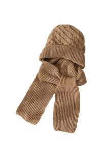 1 bộ mũ len dày và khăn quàng cổ cho nữ, lót ấm, lót nhiệt, thích hợp cho mùa thu/đông - Mũ len nhồi bông - Xem 3