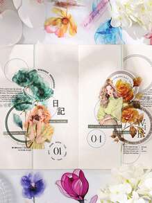 12 Sheets/Pack, Fashion Floral Pattern Stickers, Simple Design PET Waterproof Transparent Stickers, Suitable For DIY Diary Decoration Scrapbook Decoration - Beautiful Stickers That Can Be Used As Bookmarks, Handbook Gifts For Friends