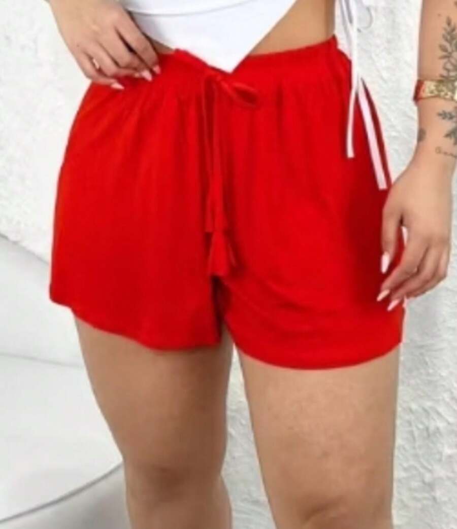 Loose Bermuda Shorts! This Piece Is Perfect For Those Looking For A Chic Formal Look. - 紅色 - 查看 1