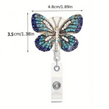 1 cái/2 cái Cuộn giữ huy hiệu hình bướm đính đá - Có thể thu vào, Kẹp cá sấu xoay, Thiết kế lấp lánh, Bền, Dễ sử dụng, Hoàn hảo cho giáo viên, tình nguyện viên, nhân viên, y tá - Nhiều màu - Xem 8