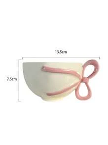 1 件 Ins 风格粉色蝴蝶结陶瓷杯，可爱少女手绘 3D 蝴蝶结陶瓷杯，高品质创意咖啡杯，时尚甜蜜下午茶杯，家用早餐牛奶杯，派对用品，送给女孩的开学礼物