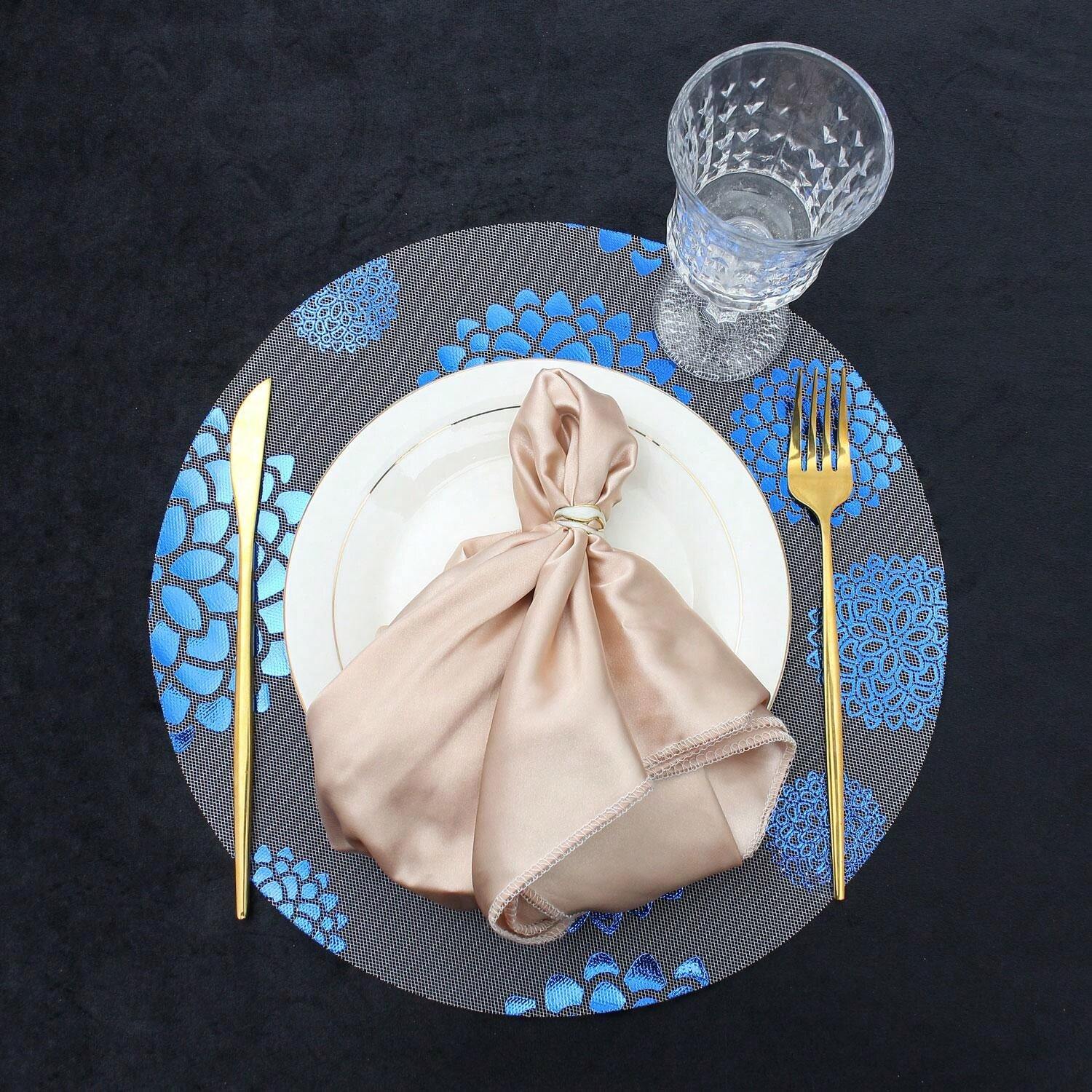 12/24/50pcs 13Inch Reusable Chiffon Lotus Flower Placemats, Suitable