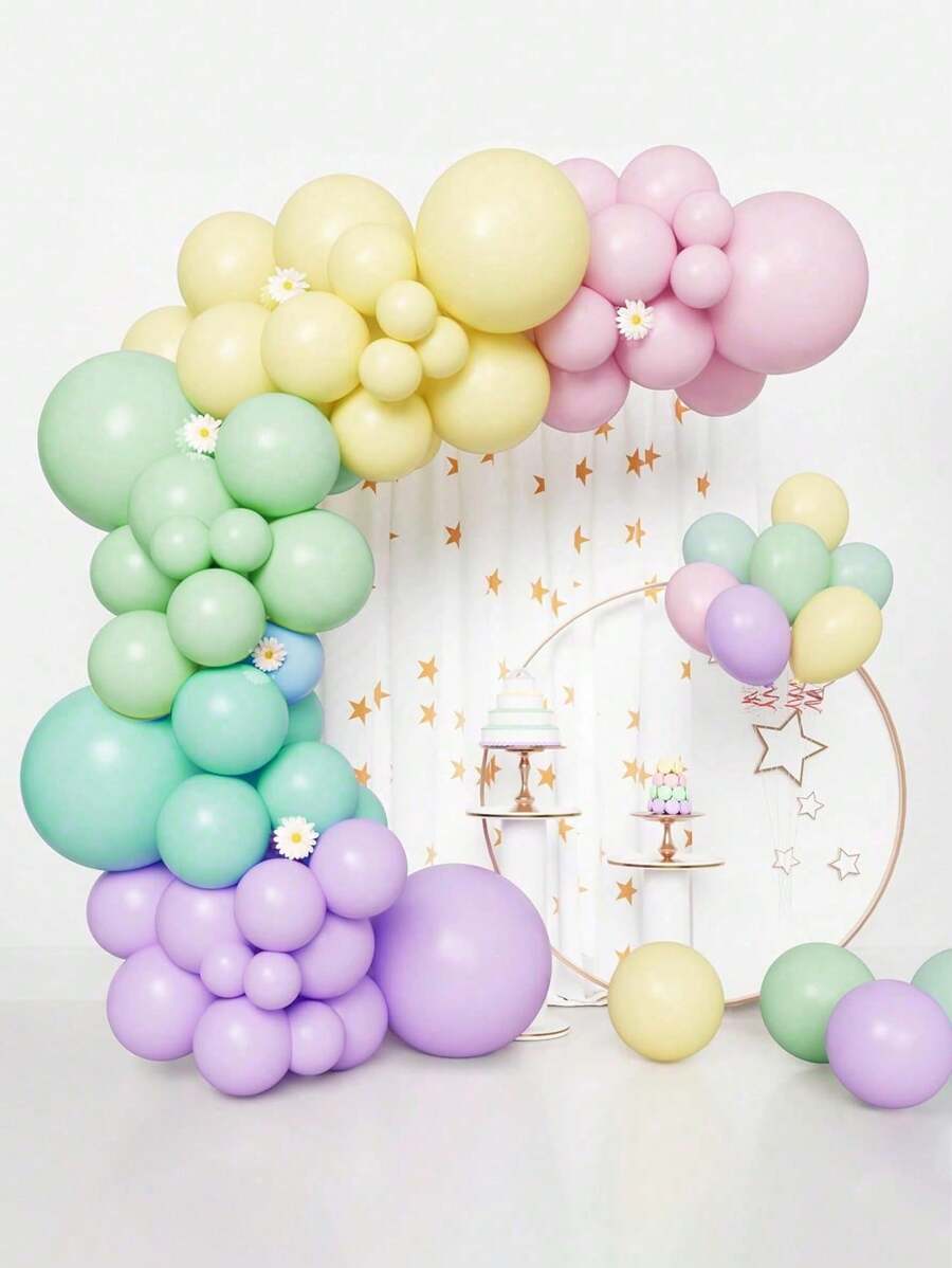 102 pezzi di palloncini rotondi in lattice macaron, spessi, adatti per decorazioni per matrimoni, feste di compleanno, festival - Multicolore - Visualizzare 1