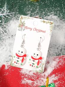 1 对可爱圣诞卡通樱桃奶油蛋糕/雪人/圣诞树吊坠耳环，适合女性节日派对佩戴 - 彩色 - 查看 4