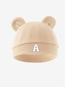 1 st bomull 26 bokstäver tryckt baby hatt, mjuk och varm för nyfödda pojkar och flickor daglig användning under alla årstider. - Aprikos - Visa 32