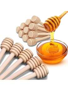 10 件、30 件/套高品质蜂蜜搅拌棒搅拌手柄罐勺实用 100 件木质勺子蜂蜜长棒用品蜂蜜厨房工具 - 原木色 - 查看 3