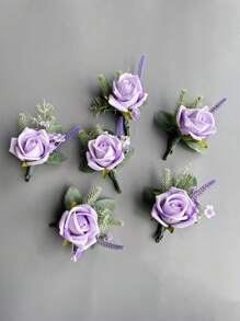 1 pieza/6 piezas Boutonnière del novio Corsage para hombres Flores de boda Decoraciones de fiesta Accesorios del Día de San Valentín - cuerpo - Ver 3
