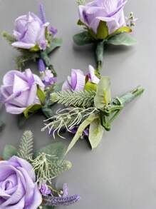 1 pieza/6 piezas Boutonnière del novio Corsage para hombres Flores de boda Decoraciones de fiesta Accesorios del Día de San Valentín - cuerpo - Ver 5