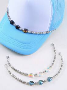 1 件串珠不对称玻璃珠帽子装饰链（不含帽子） - 彩色 - 查看 1