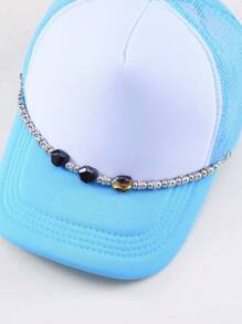 1 件串珠不对称玻璃珠帽子装饰链（不含帽子） - 彩色 - 查看 2