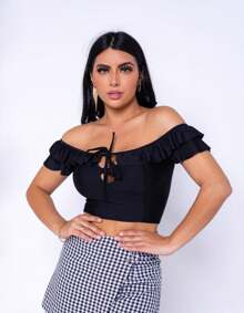 WOMEN'S  CROPPED TOP - màu đen - Xem 2