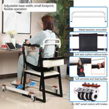 SEVENI Patient Lift Transfer Chair, Patient Lift For Home Portable Car Lift Transfer Lift Wheelchair, Transfer Lift Aid For Elderly/Disabled, Bedside Commode Transport Chair - White - View 7
