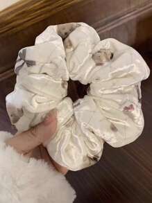 1 件秋冬天鹅绒花朵发圈女士时尚马尾发带高弹力高品质发饰发圈 - 彩色 - 查看 5