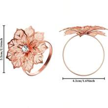 Vòng khăn ăn hình hoa rỗng, giá đỡ vòng khăn ăn mùa thu, bộ khóa khăn ăn bằng kim loại dùng cho bữa tối, lễ tạ ơn, giáng sinh, tiệc cưới, đĩa trang trí bàn tiệc - Nhiều màu - Xem 3