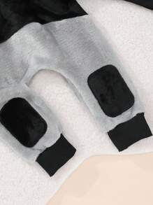 Bộ đồ nỉ lót nhiệt dày dặn cho bé trai, áo dài tay cổ tròn màu tương phản và quần dài, ấm áp cho mùa thu/đông - trắng - Xem 6