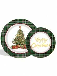 Zestaw 68 elementów wykonany z materiałów, w tym jednorazowe talerzyki papierowe, talerzyki papierowe z motywem zielonego drzewa, 7-calowe talerzyki papierowe, 9-calowa tektura, jednorazowe talerzyki na imprezę, materiały, talerzyki papierowe, akcesoria na imprezę