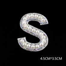 1 pièce 26 pièces autocollant en tissu avec alphabet de perles avec dos adhésif, livraison aléatoire, autocollant de décoration DIY avec perle, autocollant en tissu de lettre