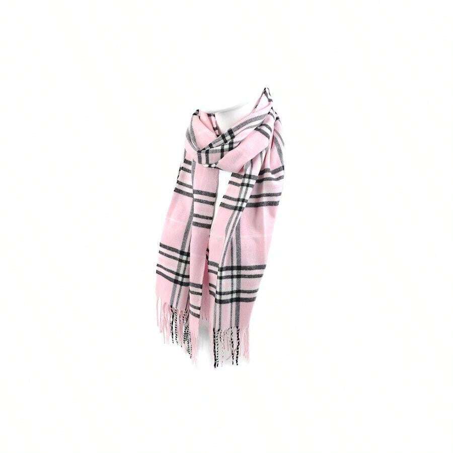 Soft Cashmere Feel Scarf - Classic Plaid Scarves For Men And Women - Thiết kế màu hồng - Xem 1