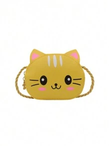 1pc Diagonal Shoulder Bag Cute And Simple Princess Children's Mini Bag Cat Print Wallet Baby Bag Shoulder Bag Pu Leather Handbag Children's Bag Suitable To Use In Winter, The Best Choice For Giving Christmas And New Year Gifts To Family And Friends