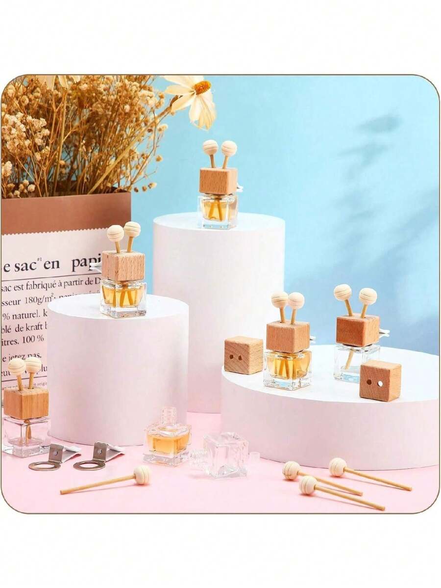 Bình xịt thơm xe hơi Bình xịt thơm xe hơi Bình xịt thơm xe hơi rỗng Bình xịt thơm kính ô tô có kẹp thông hơi Nắp gỗ Que trang trí hương thơm (Trong suốt) Quà tặng tốt nhất - Nhiều màu - Xem 1