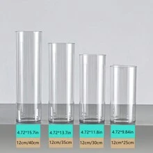 1 件北欧风格亚克力透明圆柱形花瓶，管状花瓶，开口宽 4.72 英寸，4 种不同高度可供选择，用于鲜花的中心花瓶，婚礼桌，家居装饰，节日礼物 - 彩色 - 查看 4