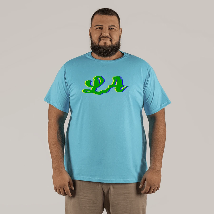 Extra Large Plus Size 30.1 Combed Cotton T-Shirt Street Fashion Blouse Los Angeles Font - Màu xanh nhạt - Xem 1