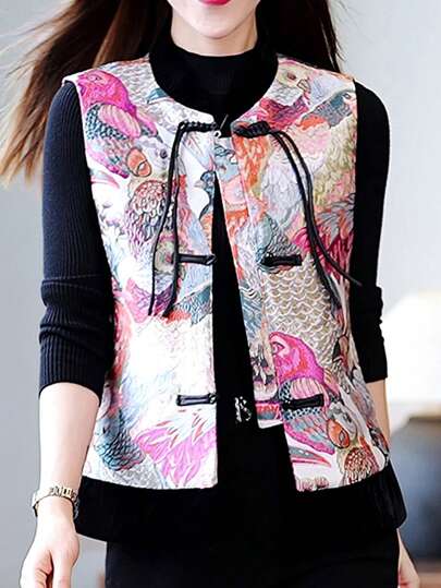 Absolutely Comfortable Tang Suit Tops For Women, Vests, Vests, Jackets And Tops - Sleeveless, Traditional Chinese Design, Breathable Fabric, Classic Buckle Design, Can Be Worn In All Seasons