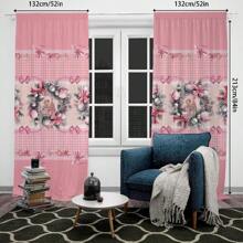 2 件卡通房间窗帘、涤纶客厅窗帘、卧室遮光窗帘、卧室家居装饰、房屋卧室婚礼装饰风格、无需钻孔的遮光窗帘、圣诞节家居装饰、厨房窗帘套装、婴儿房装饰门帘、家庭办公室通用 - 粉色 - 查看 5