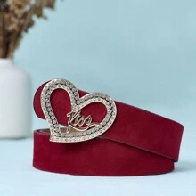 High-End Fashion Sparkly Golden Zinc Alloy Heart-Shaped Buckle, Angola PU Leather Belt, Casual Bohemian Retro Palace Chic Party Cute Sexy Street Elegant Spring/Summer Versatile Outfit