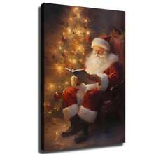 1 Poster Canvas-Wooden Frame St. Nicholas Reading Book, Christmas Wall Art Retro Poster, Christmas Painting, Christmas Decoration, Wrapped Wooden Frame Painting Frame Cloth, Can Be Hung Directly Wooden Frame-Thickness 1.5 Inch - 20*30inch/50*76cm có khung - Xem 3
