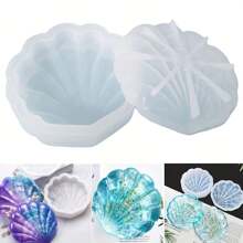 1 套带盖树脂贝壳收纳盒硅胶模具，硅胶树脂模具珠宝收纳盒模具，贝壳环氧模具用于树脂工艺品 DIY 贝壳珠宝装饰收纳盒 - 白色 - 查看 6