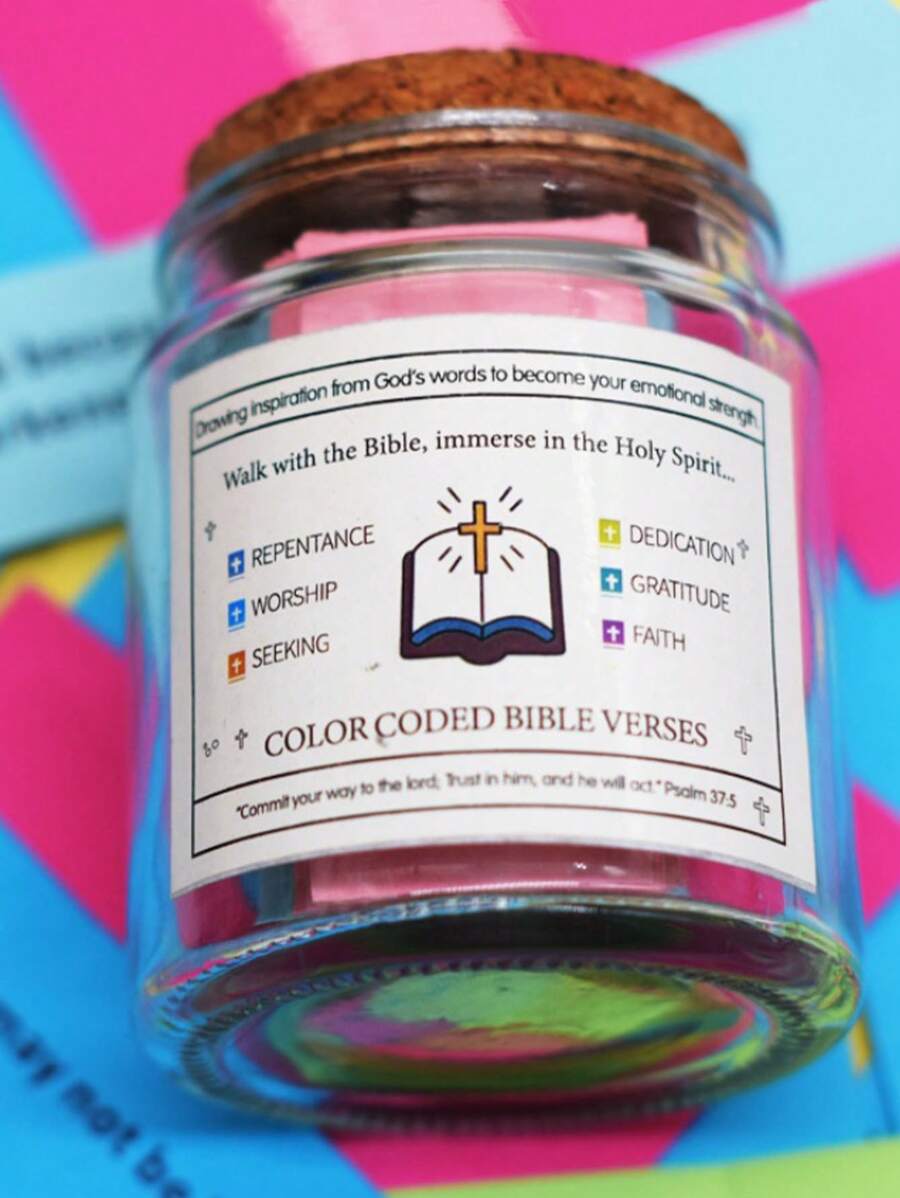 1pc Glass Bottle With 90 Biblical Verses, Inspirational And Devotional