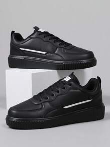 Giày thể thao thường ngày buộc dây Unisex 36-45, Giày vải canvas lưu hóa màu trắng thời trang hợp thời trang, Đế mềm chống trượt, chống mài mòn, dành cho học sinh - màu đen - Xem 6