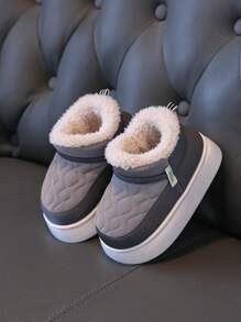 儿童冬季新款毛绒厚拖鞋户外休闲舒适软底PVC鞋底防滑保暖家居拖鞋