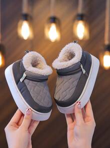 儿童冬季新款毛绒厚拖鞋户外休闲舒适软底PVC鞋底防滑保暖家居拖鞋