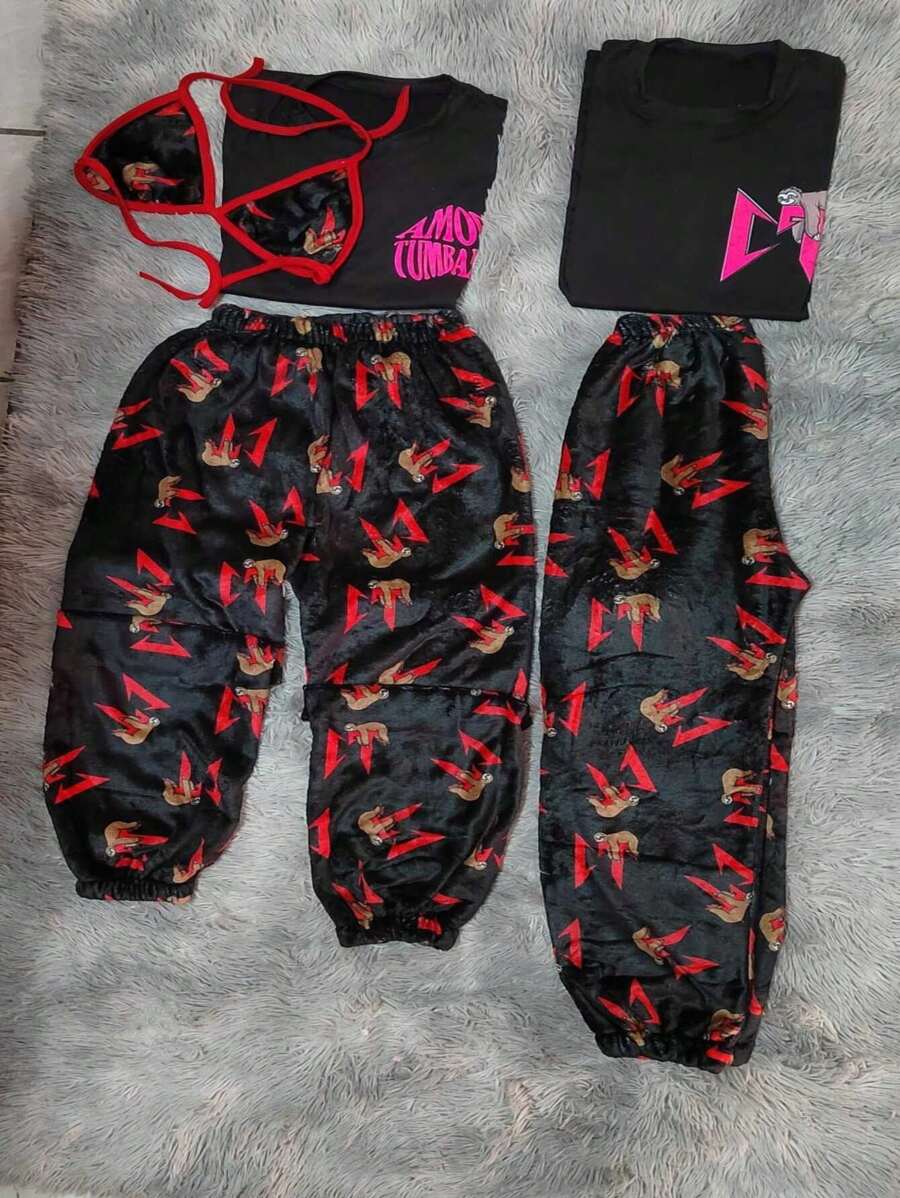 LADIES PAJAMAS 2 PIECES FLANEL FABRIC ONE SIZE (28 TO 32) - Camel - View 1