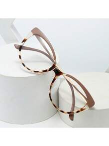 1 Piece Women Cat Eye Frame Glasses With Clear Lens Anti-Glare Blue Light Blocking Christmas - 彩色 - 查看 2