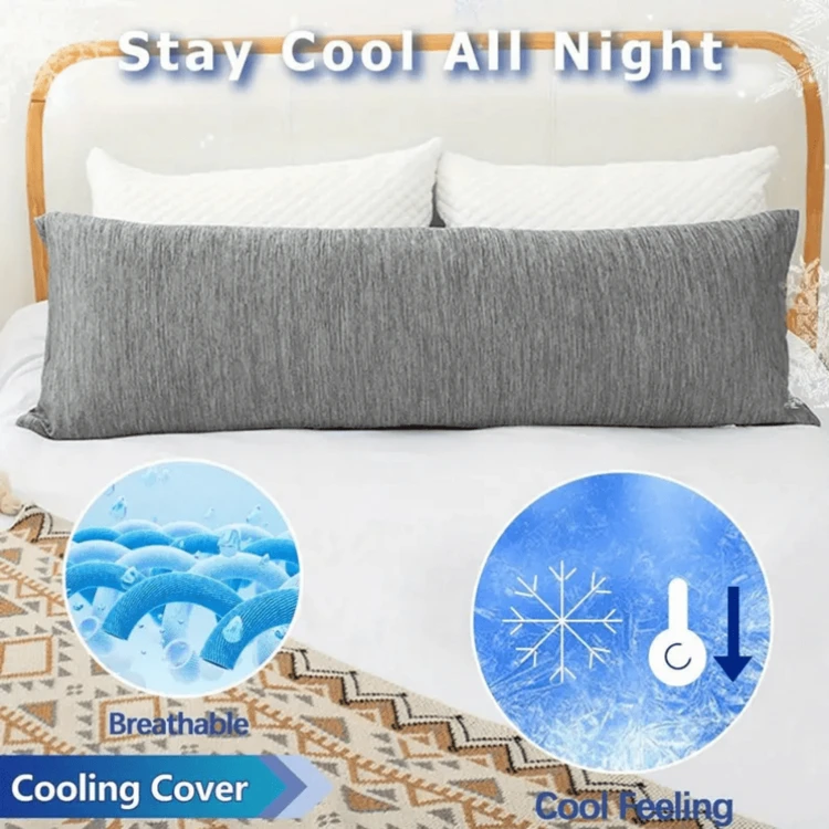 Cooling Memory Foam Full Body Pillow For Side Sleepers, 20x54 Inch, Large Firm Pillow For Adults - Grey - View 3