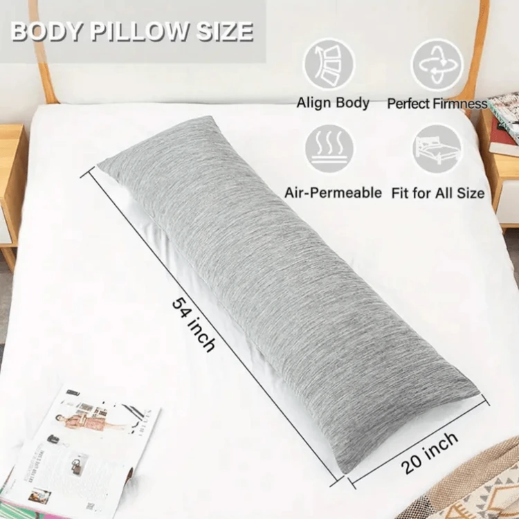 Cooling Memory Foam Full Body Pillow For Side Sleepers, 20x54 Inch, Large Firm Pillow For Adults - Grey - View 4