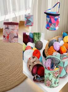 1 件。迷你纱线筒纱线储存袋。小型编织袋工艺手提包。适合初学者。钩针编织、针织和手工艺。5.51 X 5.12 英寸（约 14x 13.0 厘米），坚固