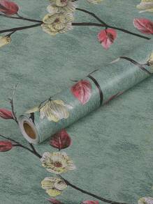 1 rotolo di fiori vintage, rami di fiori di prugno, verde oliva, adatto per decorazione domestica, armadietti da cucina, tavoli e sedie, sfondi per stanze, ristrutturazione domestica, fai da te, impermeabile, resistente alle macchie, facile da pulire, adesivo, carta da parati rimovibile e incollabile, adesivi murali, carta da parati, adesivi per pannelli murali, carta da parati, articoli per la decorazione primaverile per rinnovare la tua casa, adesivi decorativi per rami, regali per compleanni e lauree