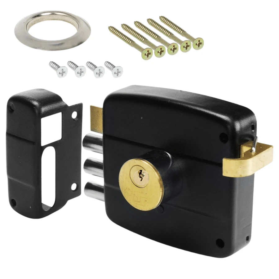 Anti-Theft Steel Gate Lock Kit With 3 Keys Premium Finish - 黑色 - 查看 1