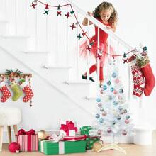 4Feet Pre-Lit Artificial Christmas Tree, White Tinsel, White Lights, Includes Stand,Suitable For Halloween,Office,Home,Party Decoration Christmas Decorations Home Christmas Gifts Christmas Decor - US A Type Plug(110-127V) - View 7