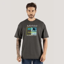 Miami Ski T-Shirt Oversize Street Wear Long Sleeve - Màu xám đen - Xem 1