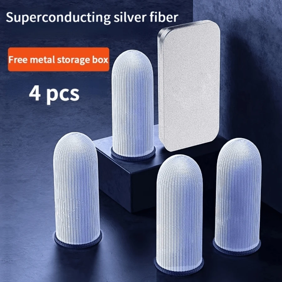 Bộ 4 chiếc + 1 hộp kim loại đựng ngón tay chơi game, thích hợp để chơi game - Đen và trắng - Xem 1